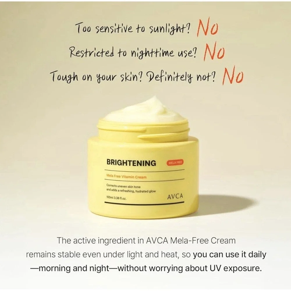 AVCA Mela Free Vitamin Brightening Cream 5%Niacinamide Dark Spot Corrector 100ml